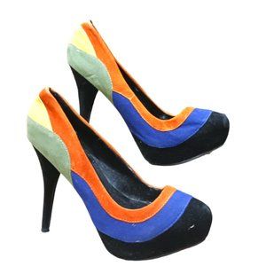 JUST FABULOUS women Multicolor Suede Heels Size 7.5